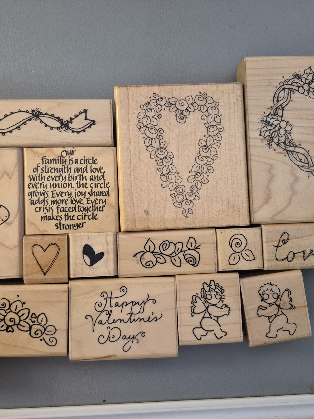 Natural Wood Valentine Craft Stamp Set - Unbranded